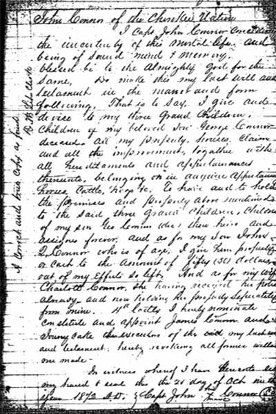 John Conner's Last Will and Testament