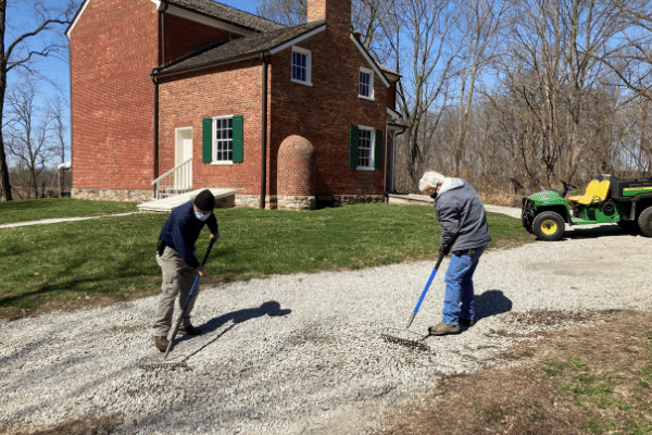 The McCune brothers helping maintain the grounds