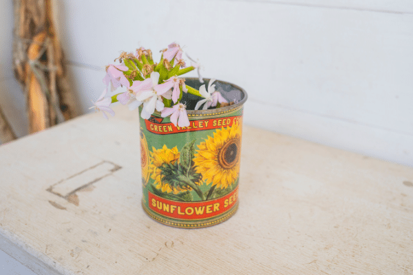 Vintage Inspired Tin With Sunflower Design