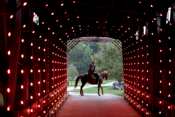 Headless Horseman Waiting At End Of Covered Bridge