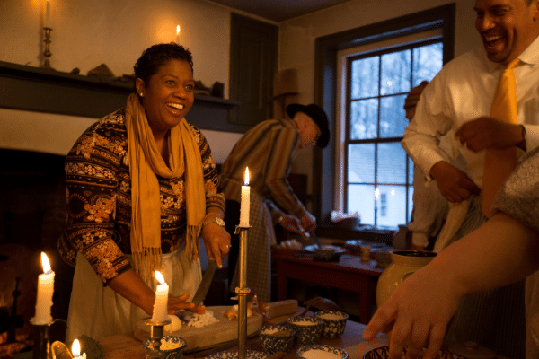 Hearthside Supper Guests Preparing Meal