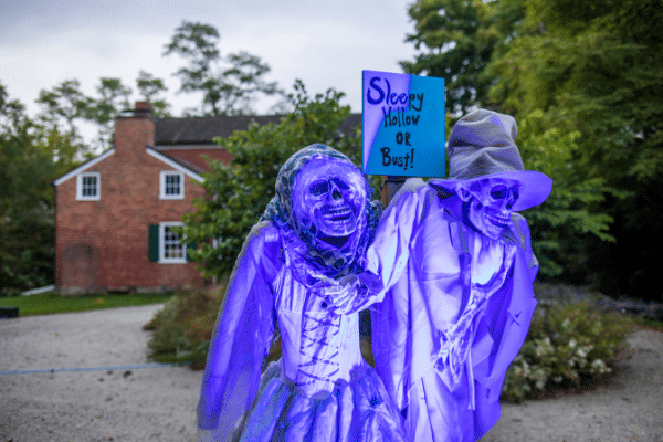 Skeleton decorations at Headless Horseman