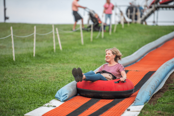 Woman On Tubing Hill At Conner Prairie