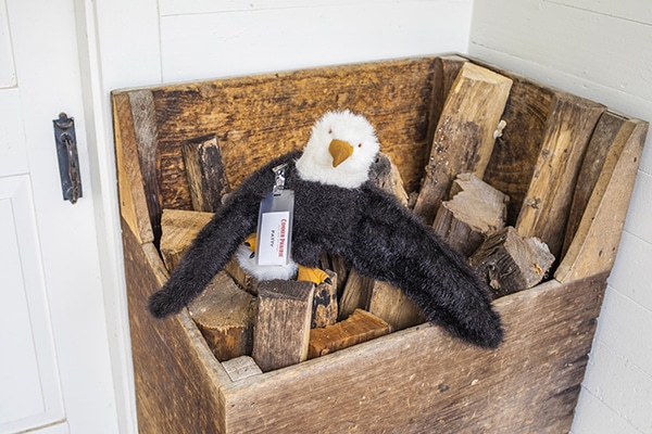 stuffed animal on wood