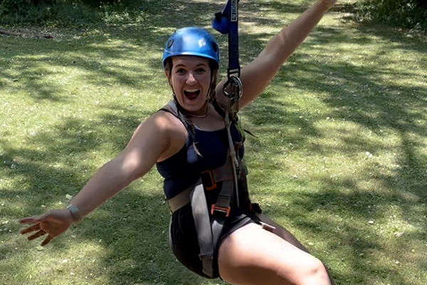 adult on zipline