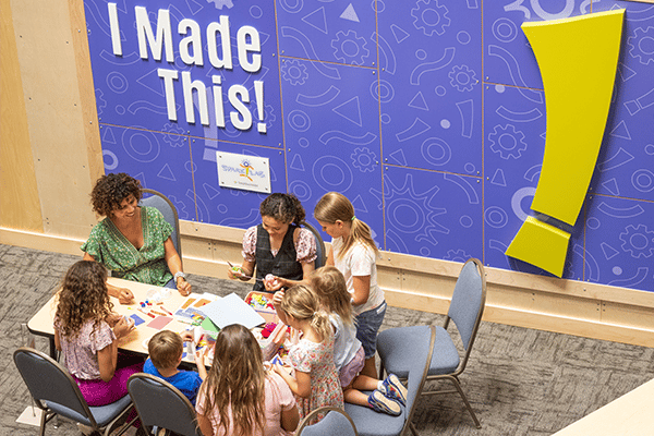 Group of kids and parents at Spark!Lab