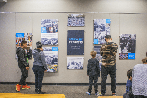 People learning about Non-violent protests