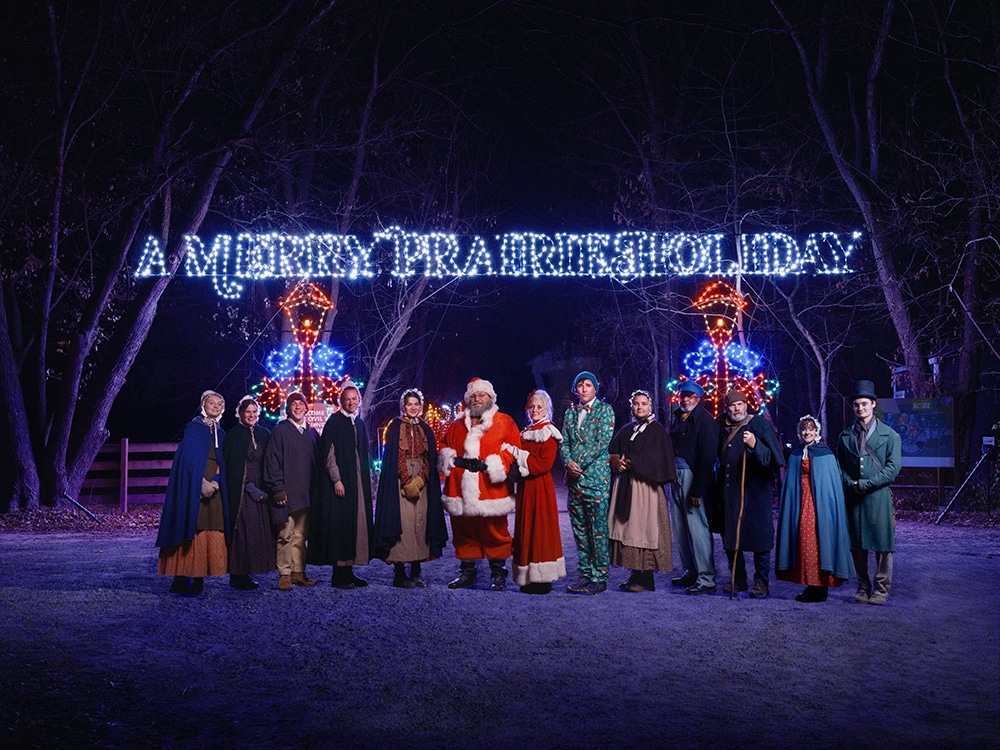 A Merry Prairie Holiday prairietown residents and Santa