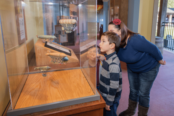 Child and parent at the Balloon Voyage exhibit