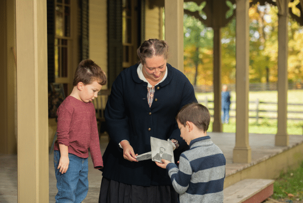 Children interacting with an interpreter