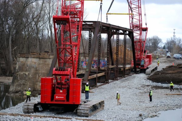 Bridge being moved