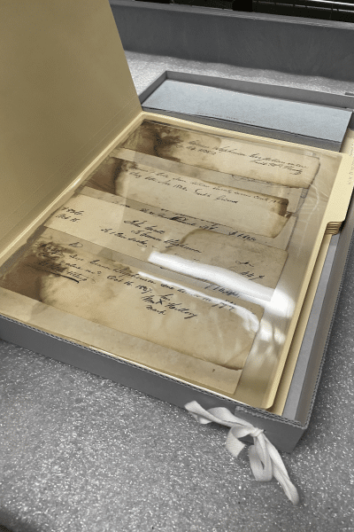 The documents in their new home in our collection