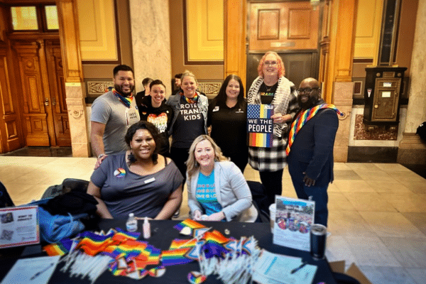 Indy Pride rallying at the Statehouse for Transgender rights