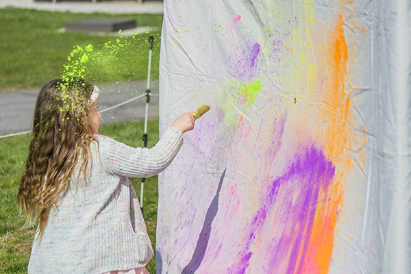 Playing with colored chalk