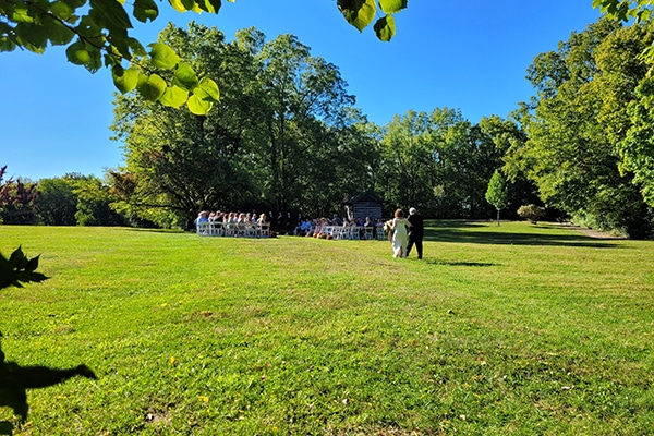 people outside for a wedding