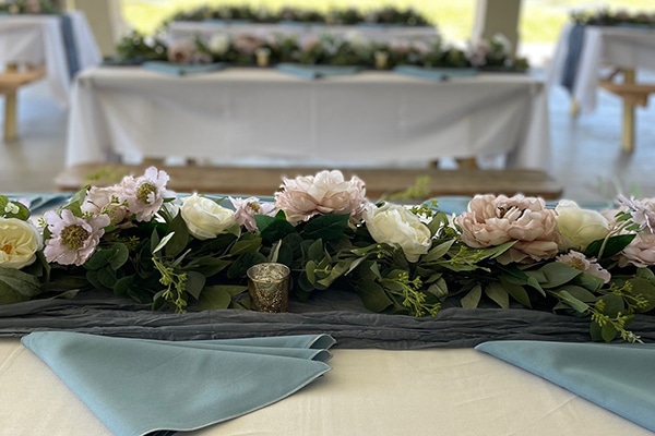 wedding flowers on a table