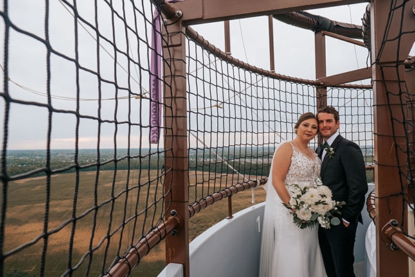 Bride and groom in gondola