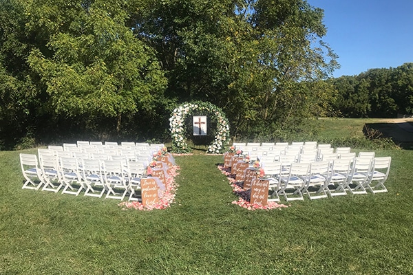 chairs set up outside