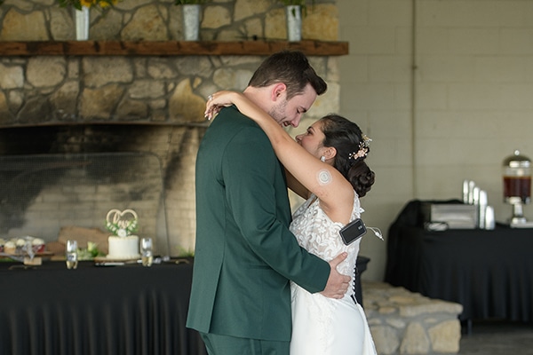 bride and groom dancing